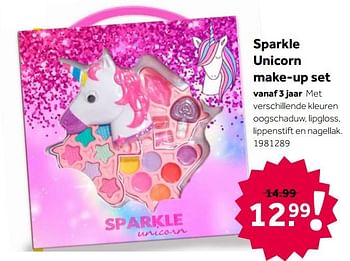 Aanbiedingen Sparkle unicorn make-up set - Huismerk - Intertoys - Geldig van 02/10/2021 tot 05/12/2021 bij Intertoys