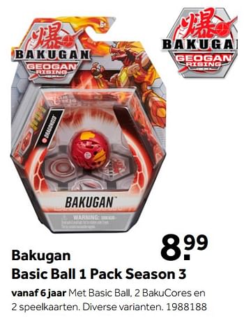 Aanbiedingen Bakugan basic ball 1 pack season 3 - Bakugan - Geldig van 02/10/2021 tot 05/12/2021 bij Intertoys