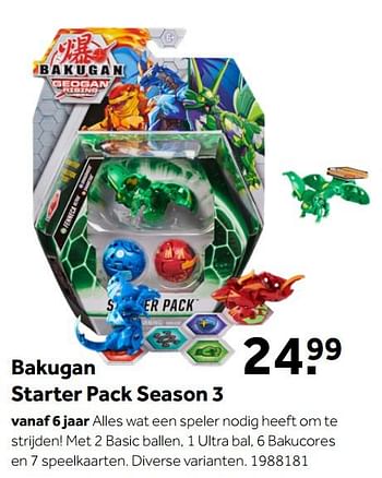 Aanbiedingen Bakugan starter pack season 3 - Bakugan - Geldig van 02/10/2021 tot 05/12/2021 bij Intertoys