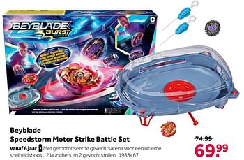 Aanbiedingen Beyblade speedstorm motor strike battle set - Hasbro - Geldig van 02/10/2021 tot 05/12/2021 bij Intertoys