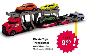 Aanbiedingen Dickie toys transporter - Dickie - Geldig van 02/10/2021 tot 05/12/2021 bij Intertoys