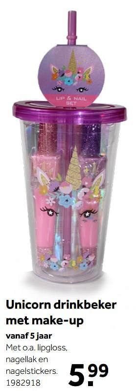 Aanbiedingen Unicorn drinkbeker met make-up - Huismerk - Intertoys - Geldig van 02/10/2021 tot 05/12/2021 bij Intertoys