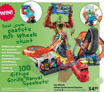 Aanbiedingen Hot wheels giftige gorilla aanval speelset - Hot Wheels - Geldig van 02/10/2021 tot 05/12/2021 bij Intertoys