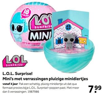 Aanbiedingen L.o.l. surprise! mini’s met verrassingen pluizige minidiertjes - LOL Surprise - Geldig van 02/10/2021 tot 05/12/2021 bij Intertoys