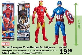 Aanbiedingen Marvel avengers titan heroes actiefiguren iron man - Hasbro - Geldig van 02/10/2021 tot 05/12/2021 bij Intertoys