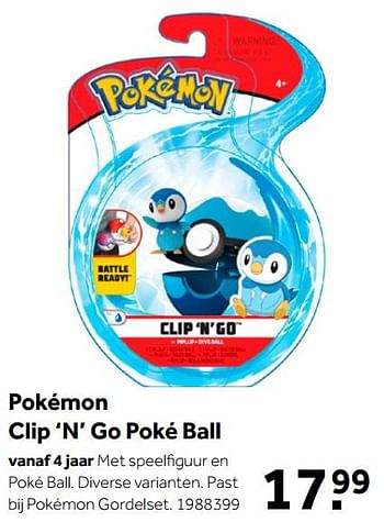 Aanbiedingen Pokémon clip ‘n’ go poké ball - Pokemon - Geldig van 02/10/2021 tot 05/12/2021 bij Intertoys