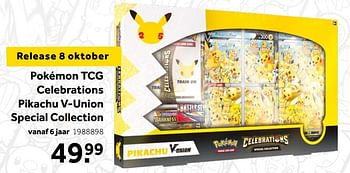 Aanbiedingen Pokémon tcg celebrations pikachu v-union special collection - Pokemon - Geldig van 02/10/2021 tot 05/12/2021 bij Intertoys