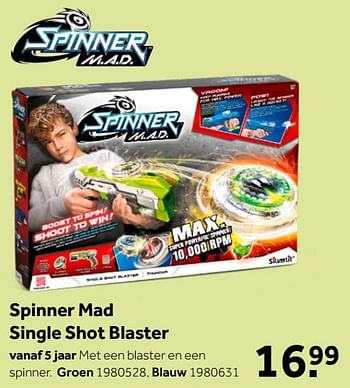 Aanbiedingen Spinner mad single shot blaster groen - Silverlit - Geldig van 02/10/2021 tot 05/12/2021 bij Intertoys