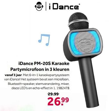 Aanbiedingen Idance pm-20s karaoke partymicrofoon in 3 kleuren - I Dance - Geldig van 02/10/2021 tot 05/12/2021 bij Intertoys