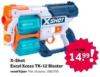 Aanbiedingen X-shot excel xcess tk-12 blaster - Zuru - Geldig van 02/10/2021 tot 05/12/2021 bij Intertoys