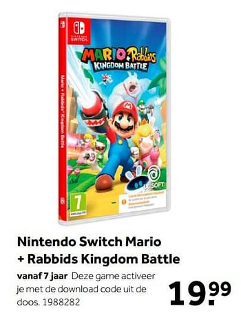 Aanbiedingen Nintendo switch mario + rabbids kingdom battle - Ubisoft - Geldig van 02/10/2021 tot 05/12/2021 bij Intertoys