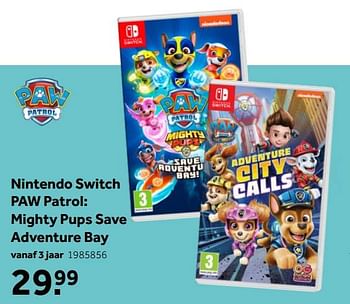 Aanbiedingen Nintendo switch paw patrol mighty pups save adventure bay - Outright Games - Geldig van 02/10/2021 tot 05/12/2021 bij Intertoys