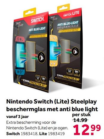 Aanbiedingen Nintendo switch steelplay beschermglas met anti blue light - Nintendo - Geldig van 02/10/2021 tot 05/12/2021 bij Intertoys