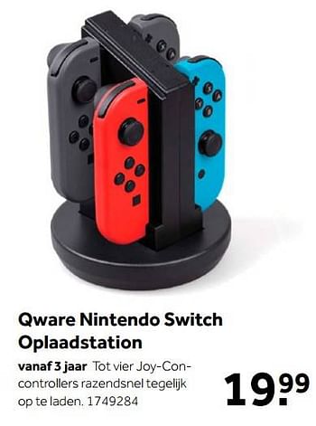 Aanbiedingen Qware nintendo switch oplaadstation - Qware - Geldig van 02/10/2021 tot 05/12/2021 bij Intertoys