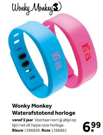 Aanbiedingen Wonky monkey waterafstotend horloge blauw - Wonky Monkey - Geldig van 02/10/2021 tot 05/12/2021 bij Intertoys