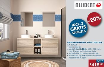 Aanbiedingen Badkamermeubel gaya eiklook - Allibert - Geldig van 19/10/2021 tot 15/11/2021 bij Zelfbouwmarkt