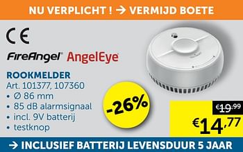 Aanbiedingen Rookmelder - AngelEye - Geldig van 19/10/2021 tot 15/11/2021 bij Zelfbouwmarkt
