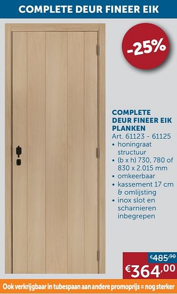 Aanbiedingen Complete deur fineer eik planken - Geldig van 19/10/2021 tot 15/11/2021 bij Zelfbouwmarkt