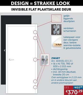 Aanbiedingen Invisible flat plaatsklare deur zwart - Geldig van 19/10/2021 tot 15/11/2021 bij Zelfbouwmarkt