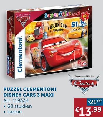 Aanbiedingen Puzzel clementoni disney cars 3 maxi - Disney - Geldig van 19/10/2021 tot 15/11/2021 bij Zelfbouwmarkt