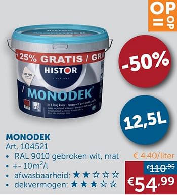 Aanbiedingen Monodek - Histor - Geldig van 19/10/2021 tot 15/11/2021 bij Zelfbouwmarkt