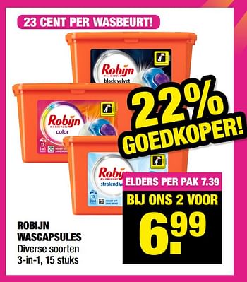 Aanbiedingen Robijn wascapsules - Robijn - Geldig van 11/10/2021 tot 24/10/2021 bij Big Bazar