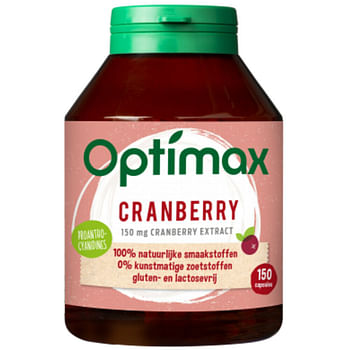 Aanbiedingen Optimax Cranberry 150 capsules - Geldig van 15/10/2021 tot 22/01/2022 bij Plein