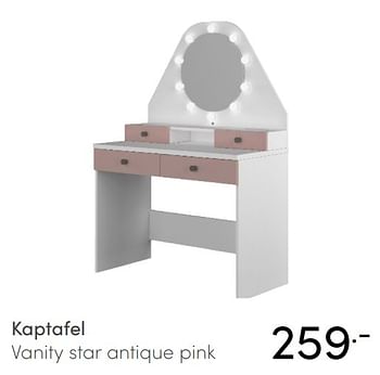 Aanbiedingen Kaptafel vanity star antique pink - Huismerk - Baby &amp; Tiener Megastore - Geldig van 17/10/2021 tot 23/10/2021 bij Baby & Tiener Megastore