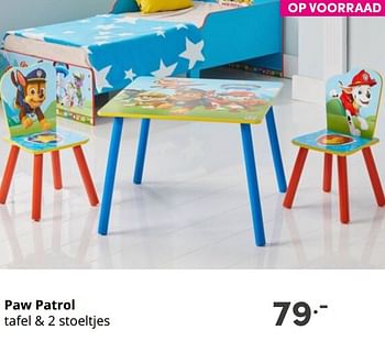 Aanbiedingen Paw patrol tafel + 2 stoeltjes - PAW  PATROL - Geldig van 17/10/2021 tot 23/10/2021 bij Baby & Tiener Megastore