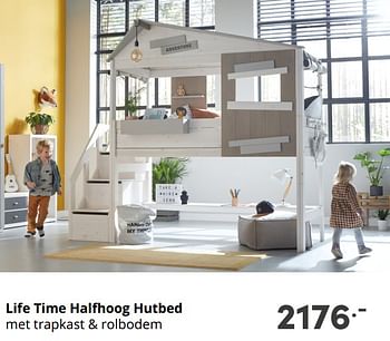 Aanbiedingen Life time halfhoog hutbed - Lifetime - Geldig van 17/10/2021 tot 23/10/2021 bij Baby & Tiener Megastore