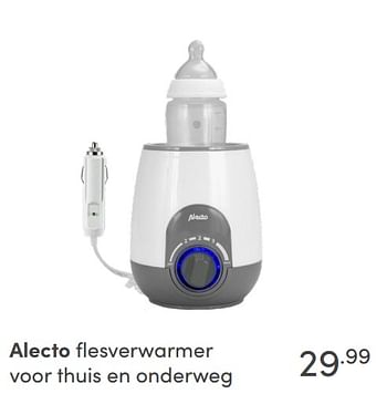 Aanbiedingen Alecto flesverwarmer voor thuis en onderweg - Alecto - Geldig van 17/10/2021 tot 23/10/2021 bij Baby & Tiener Megastore