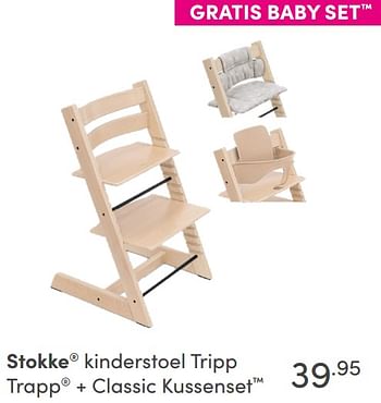 Aanbiedingen Stokke kinderstoel tripp trapp + classic kussenset - Stokke - Geldig van 17/10/2021 tot 23/10/2021 bij Baby & Tiener Megastore