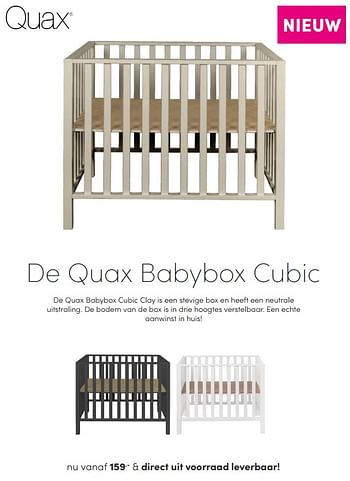 Aanbiedingen Quax babybox cubic - Quax - Geldig van 17/10/2021 tot 23/10/2021 bij Baby & Tiener Megastore