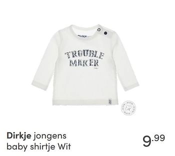 Aanbiedingen Dirkje jongens baby shirtje wit - Dirkje Babywear - Geldig van 17/10/2021 tot 23/10/2021 bij Baby & Tiener Megastore