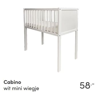 Aanbiedingen Cabino wit mini wiegje - Cabino - Geldig van 17/10/2021 tot 23/10/2021 bij Baby & Tiener Megastore