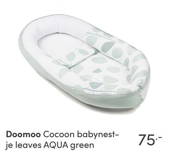 Aanbiedingen Doomoo cocoon babynestje leaves aqua green - Doomoo - Geldig van 17/10/2021 tot 23/10/2021 bij Baby & Tiener Megastore