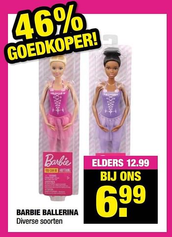 Aanbiedingen Barbie ballerina - Mattel - Geldig van 25/10/2021 tot 07/11/2021 bij Big Bazar