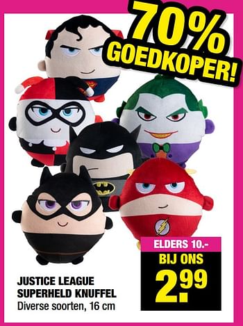 Aanbiedingen Justice league superheld knuffel - Huismerk - Big Bazar - Geldig van 25/10/2021 tot 07/11/2021 bij Big Bazar