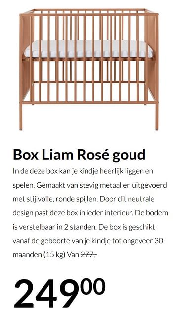 Aanbiedingen Box liam rosé goud - Huismerk - Babypark - Geldig van 19/10/2021 tot 15/11/2021 bij Babypark
