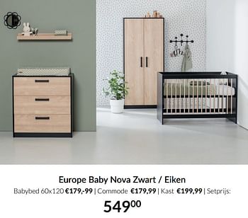 Aanbiedingen Europe baby nova zwart - eiken - Europe baby - Geldig van 19/10/2021 tot 15/11/2021 bij Babypark