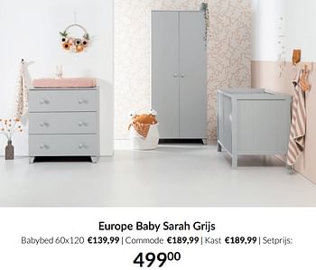 Aanbiedingen Europe baby sarah grijs - Europe baby - Geldig van 19/10/2021 tot 15/11/2021 bij Babypark
