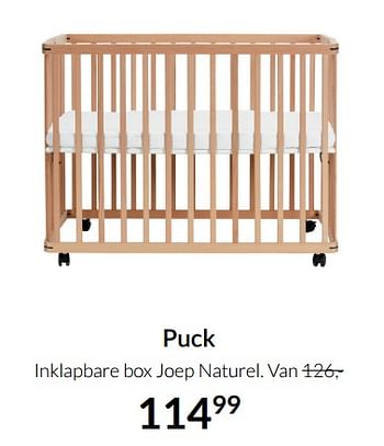 Aanbiedingen Puck inklapbare box joep naturel - Puck - Geldig van 19/10/2021 tot 15/11/2021 bij Babypark