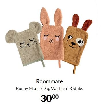 Aanbiedingen Roommate bunny mouse dog washand - Roommate - Geldig van 19/10/2021 tot 15/11/2021 bij Babypark