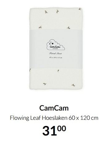 Aanbiedingen Camcam flowing leaf hoeslaken - Cam Cam  - Geldig van 19/10/2021 tot 15/11/2021 bij Babypark