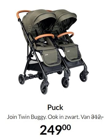 Aanbiedingen Puck join twin buggy - Puck - Geldig van 19/10/2021 tot 15/11/2021 bij Babypark