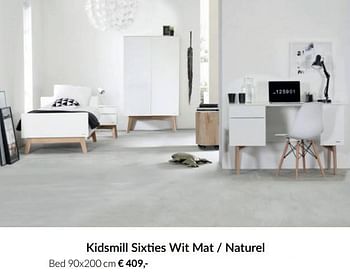 Aanbiedingen Kidsmill sixties wit mat - naturel bed - Kidsmill - Geldig van 19/10/2021 tot 15/11/2021 bij Babypark
