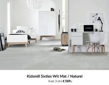 Aanbiedingen Kidsmill sixties wit mat - naturel kast 3-drs - Kidsmill - Geldig van 19/10/2021 tot 15/11/2021 bij Babypark
