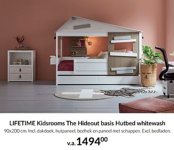 Aanbiedingen Lifetime kidsrooms the hideout basis hutbed whitewash - Lifetime - Geldig van 19/10/2021 tot 15/11/2021 bij Babypark