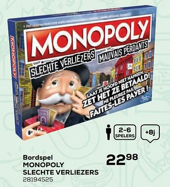 Aanbiedingen Bordspel monopoly slechte verliezers - Hasbro - Geldig van 22/10/2021 tot 07/12/2021 bij Supra Bazar