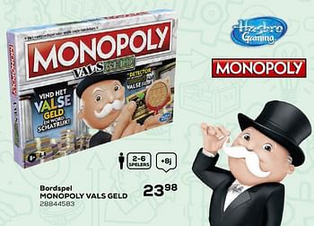 Aanbiedingen Bordspel monopoly vals geld - Hasbro - Geldig van 22/10/2021 tot 07/12/2021 bij Supra Bazar